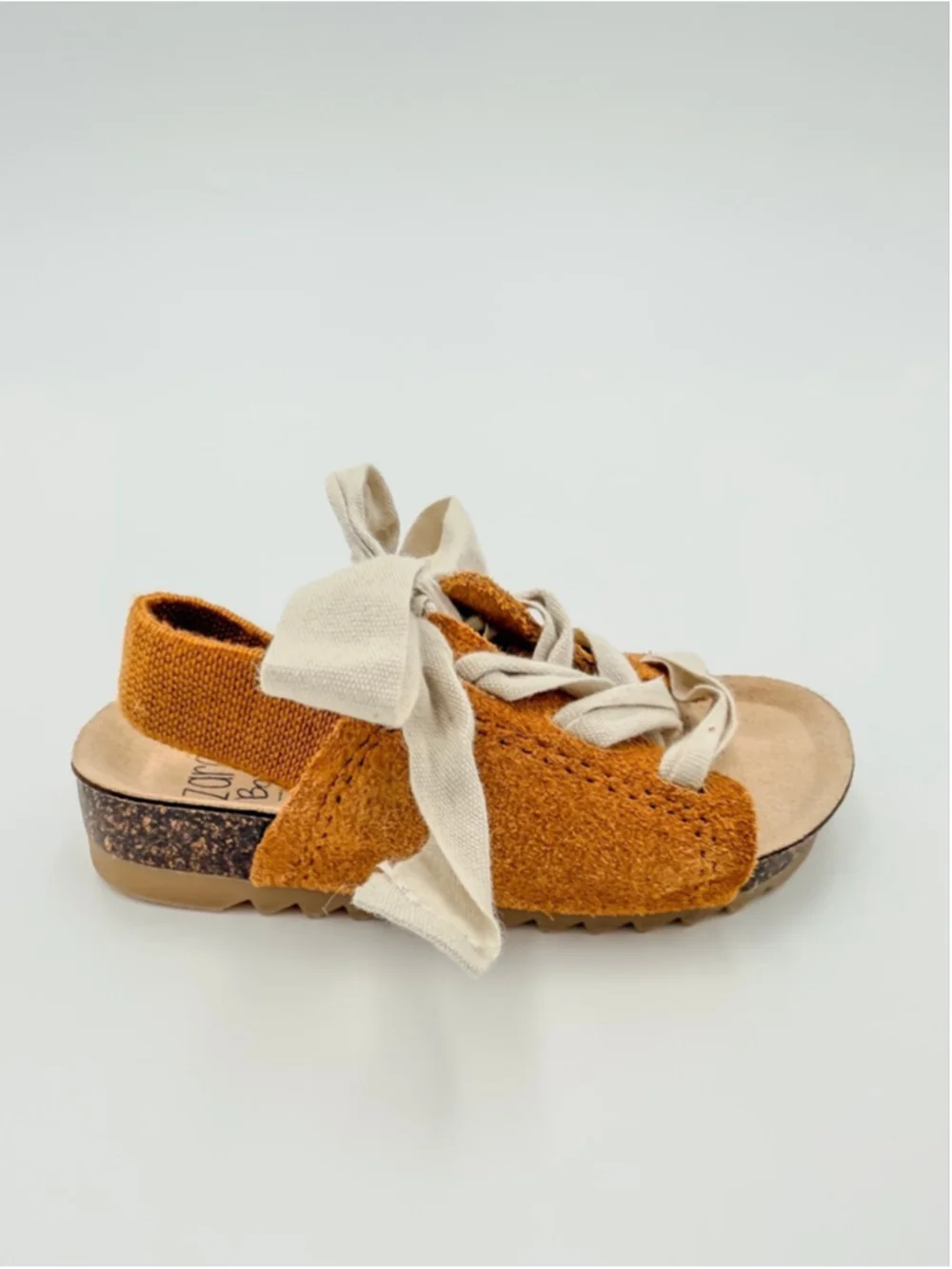 Baby Zara Brown & Beige Lace Up Ribbon Sandals Size 3 18 New Boho Aesthetic